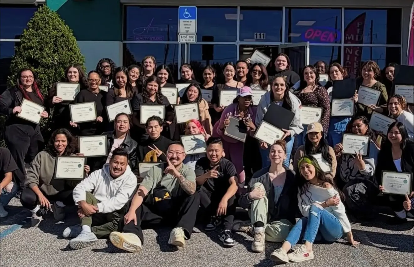 A-List Nails team advanced education — hands-on nail artistry training