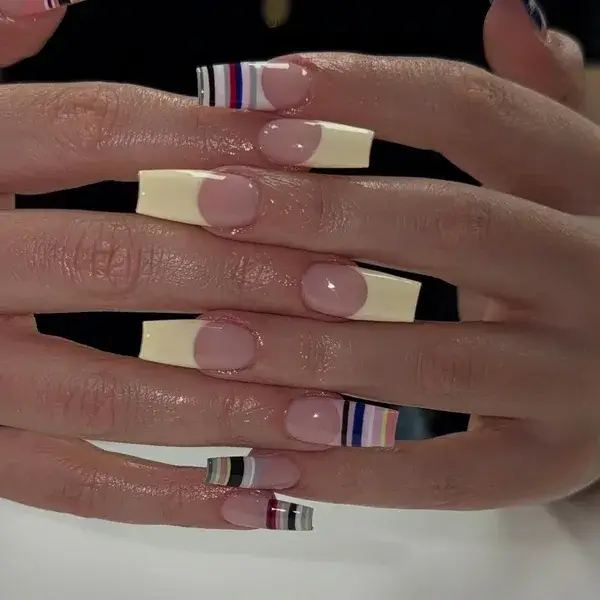 Cream French Multicolor at A-List Nails & Spa Kissimmee