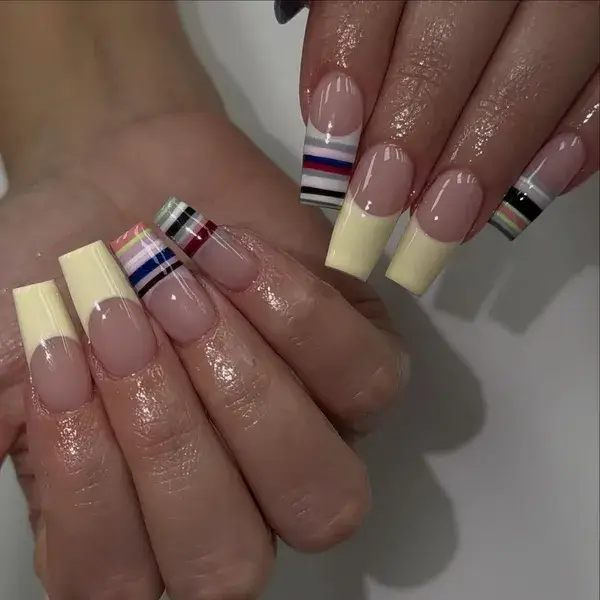 Cream French Multicolor II at A-List Nails & Spa Kissimmee