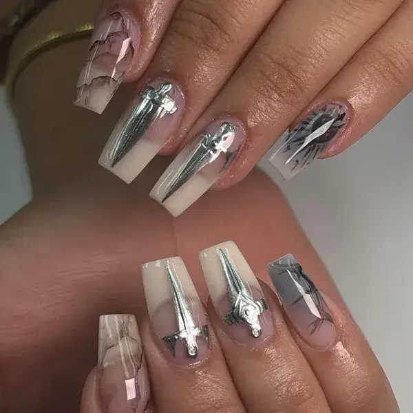 Acrylic Marble · Sword Charm II at A-List Nails & Spa Kissimmee