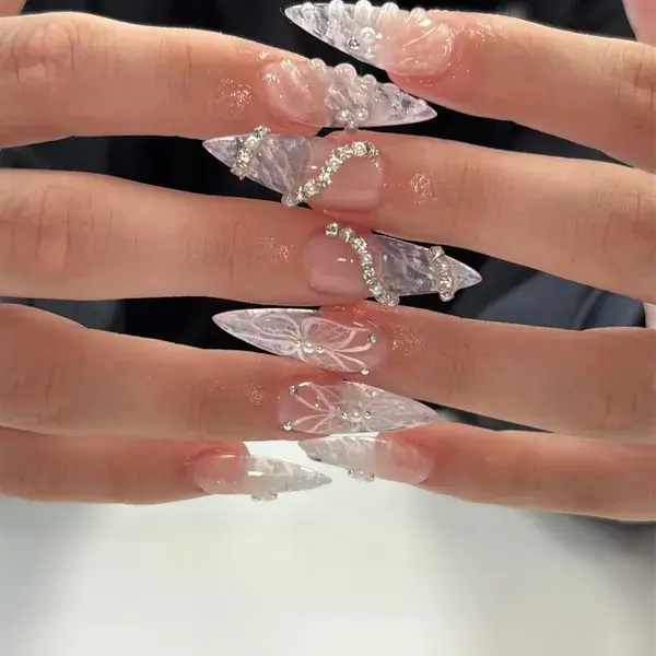 Sheer 3D Flower Butterfly at A-List Nails & Spa Kissimmee