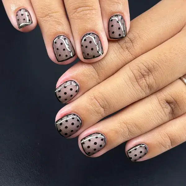 Sheer Black Polka Dot at A-List Nails & Spa Kissimmee
