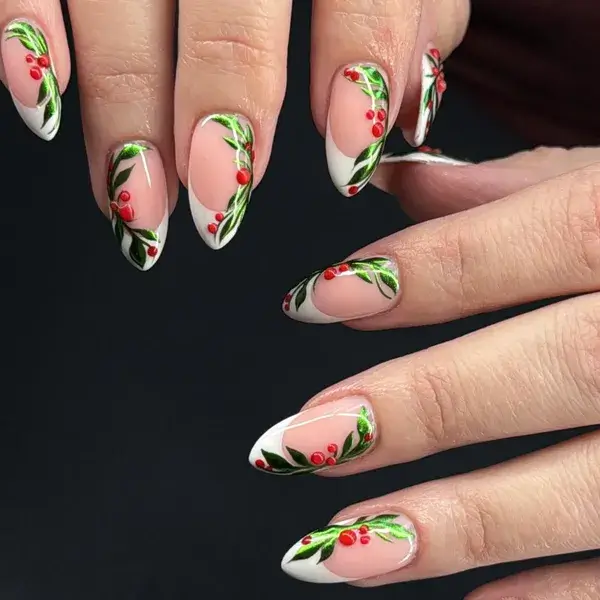 Christmas Holly French at A-List Nails & Spa Kissimmee