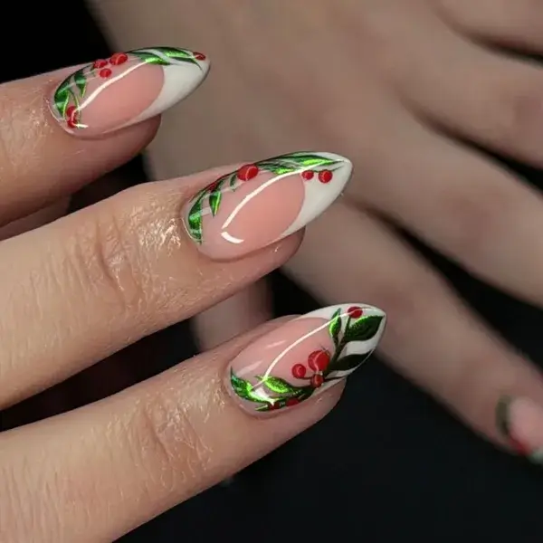 Christmas Holly French II at A-List Nails & Spa Kissimmee