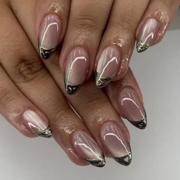 Dark Chrome French Tip at A-List Nails & Spa Kissimmee