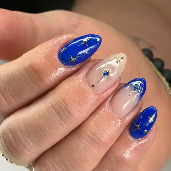 Royal Blue Gold Celestial II at A-List Nails & Spa Kissimmee