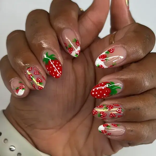 Strawberry Fruit Design at A-List Nails & Spa Kissimmee